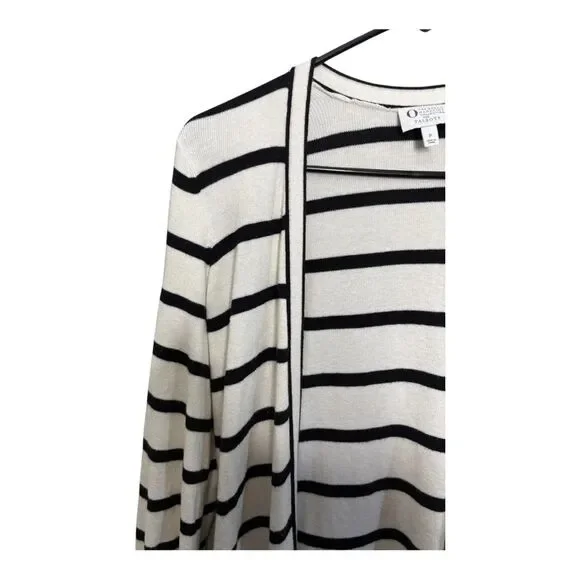 Talbots Oprah collection striped open front cardigan white black size P small - Picture 4 of 8